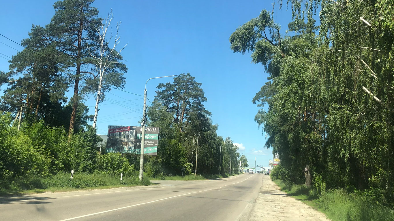 Billboard Vishgorod,  st. Soludenko,  250 metriv pisla dorozn'ogo znaku "Visgorod", pravoruc, napramok u m. Visgorod