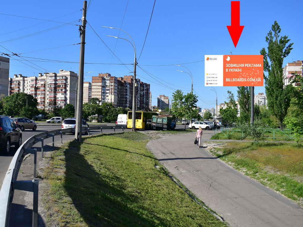 Video billboard Kyiv,  Maakovs'kogo av., 38/10 - st. Lifara (kolis. st. Saburova), v bik st. Cvetaevoi, z centru, (rolik 10 sek, 1 vihid/1,5 hvilini)