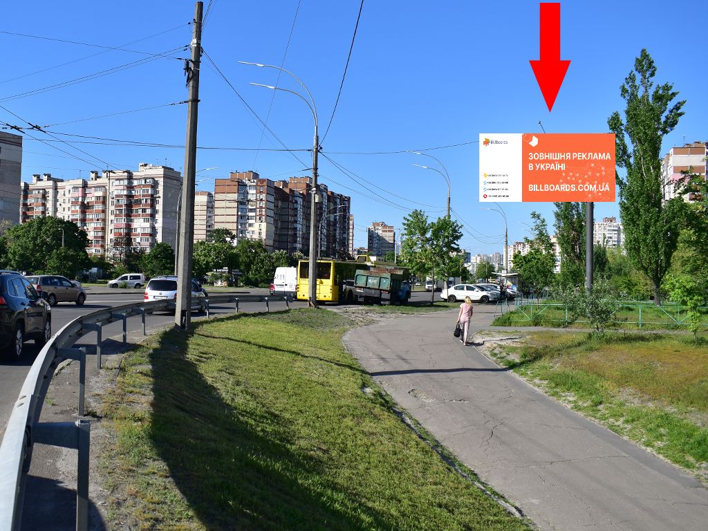 Video billboard Kyiv,  Maakovs'kogo av., 38/10 - st. Lifara (kolis. st. Saburova), v bik st. Cvetaevoi, z centru, (rolik 10 sek, 1 vihid/1,5 hvilini)