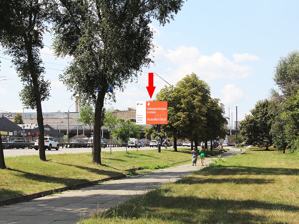 Video billboard Kyiv,  Berestejs'kij av. (kolis. av. Peremogi), 44, kinostudia im. Dovzenka, pered timcasovim svitloforom i Sulavs'kim mostom, z centru, (rolik 10 sek, 1 vihid/1,5 hvilini)