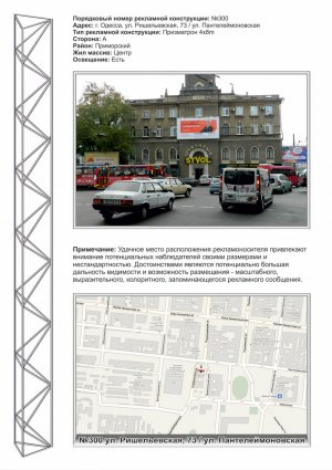 Prismatron, prism Odessa,  No300 Risel'evskaa, 73 ugol Pantelejmonovskoj "Oruzejnyj dom"