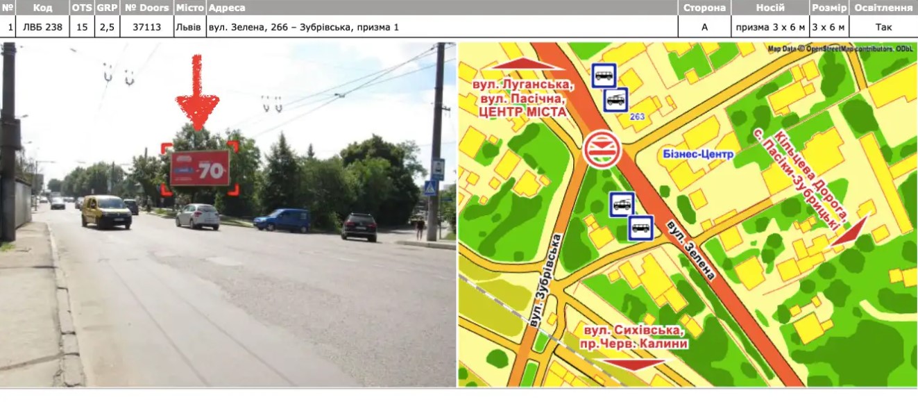 Prismatron, prism Lviv,  Львів, вул. Зелена, 266 – Зубрівська, призма 1. А ст.
