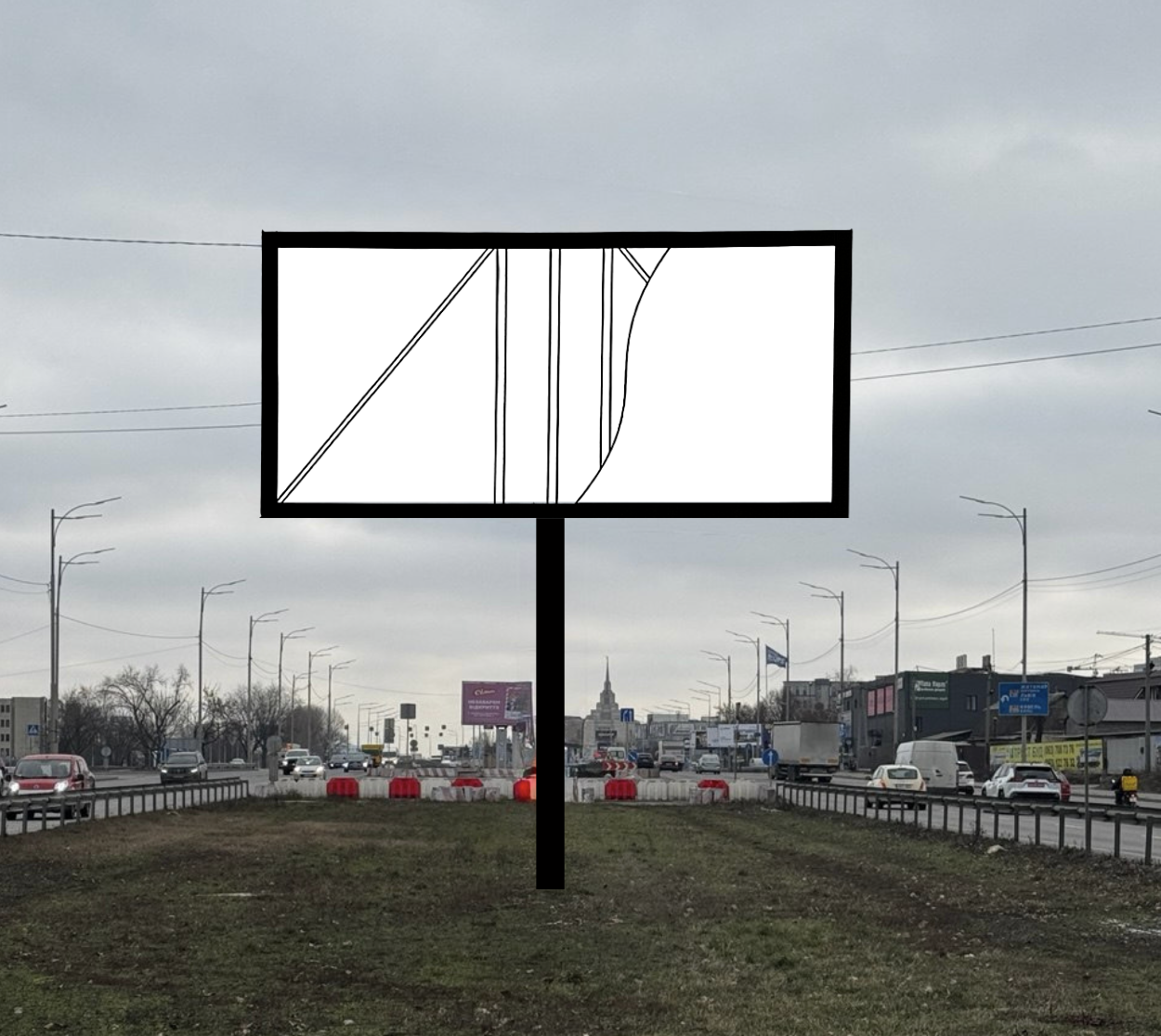 Billboard Kyiv,  вул. Кільцева дорога на розподілювачі, біля примикань вул. Київська і вул. Толстого в напрямку Житомирської