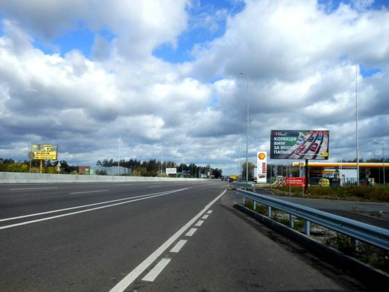 Billboard Kyiv,  s. Vita-Postova, trasa M-05 Kiiv-Odesa, km 21+610 livo, za 450m do magazinu Sil'po, zaizd na AZS Shell, za 170m do AZS BRSM, cerez 430m pisla povorotu na Boarku
