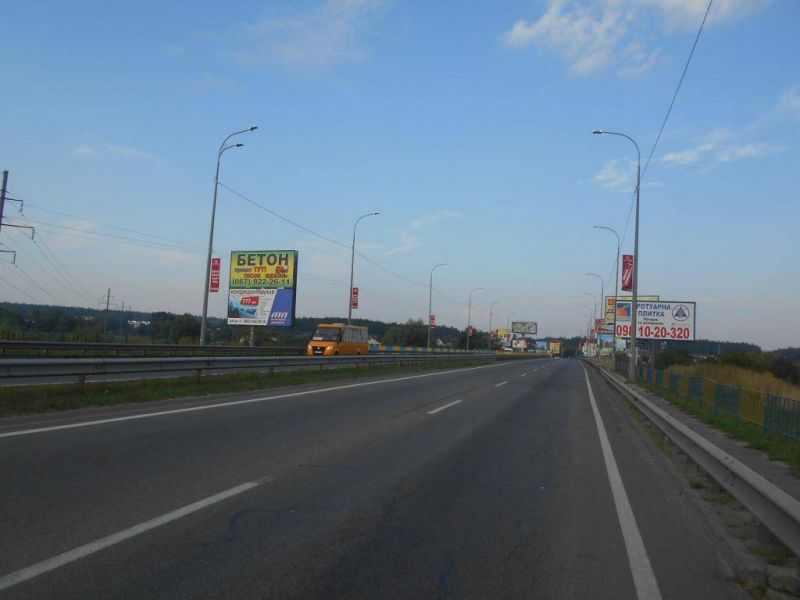 Billboard Irpin,  m. Irpin', trasa M-07 "Kiiv-Kovel'", km 23+100 livo, mist cerez r. Irpinka, za 650m do rozvilki Irpin'-Gostomel'-Buca, ZK "Gostomel' Rezidens", verh