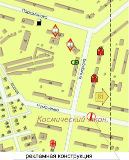 Billboard A in Zaporizhzhya, 3x6  st. Cumacenko 38 (v"ezd na Kosmos) scheme