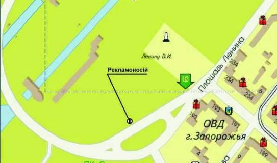 Citylight A in Zaporizhzhya, 1.8x1.2  pl. Lenina / v"ezd na DneproGES s levogo berega scheme