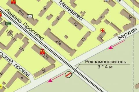 Backlight B in Zaporizhzhya, 3x4  av. Lenina / st. Verhnaa scheme