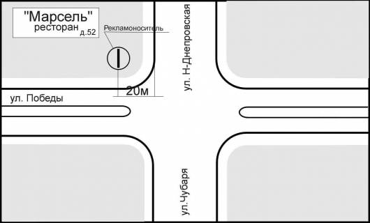 Prismatron, Prism A in Zaporizhzhya, 3x6  st. Pobedy - st. Niznedneprovskaa - 222647 scheme