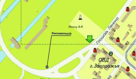 Citylight A in Zaporizhzhya, 1.8x1.2  pl. Lenina / v"ezd na DneproGES s levogo berega scheme