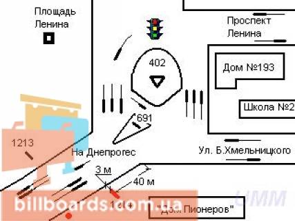 Citylight  in Zaporizhzhya pl. Lenina / vyezd s DneproGESa na levyj bereg scheme