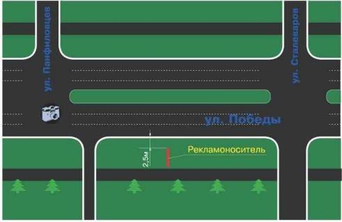 Billboard A in Zaporizhzhya, 3x6  st. Pobedy - st.Stalevarov - st.Panfilovcev scheme