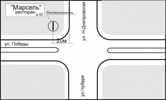 Billboard B in Zaporizhzhya, 3x6  st. Pobedy - st. Niznedneprovskaa scheme