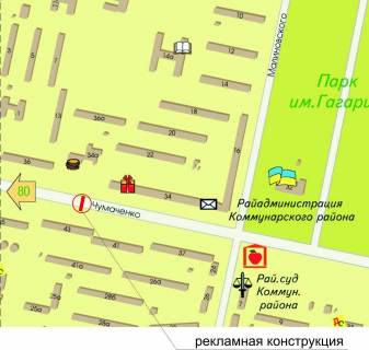 Billboard A in Zaporizhzhya, 3x6  st. Cumacenko 34 (vyezd s Kosmosa) scheme