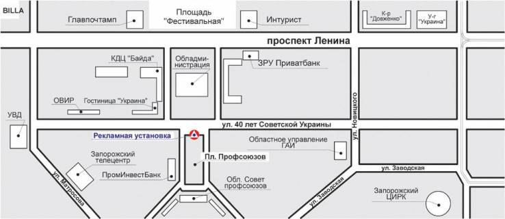 Prismatron, Prism A in Zaporizhzhya, 3x6  pl. Profsouzov naprotiv obladministracii - 222655 scheme