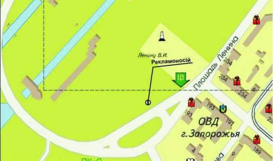 Citylight B in Zaporizhzhya, 1.8x1.2  pl. Lenina / v"ezd na DneproGES s levogo berega scheme