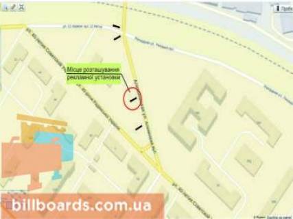 Billboard A in Zaporizhzhya, 6x3  st. Rekordna st. Nezaleznoi Ukraini, u bik av. Lenina scheme