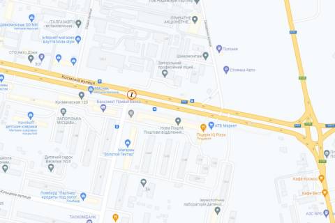 Prismatron, Prism + in Zaporizhzhya, 6х3  st.Kosmicna, perehresta z st.Cumacenko, viizd z mista - 452437 scheme