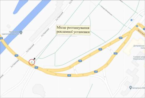 Billboard B in Zaporizhzhya, 3х6  av. Sobornij, viizd z DniproGES scheme