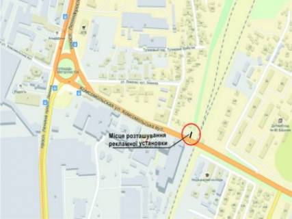 Billboard A in Zaporizhzhya st.Kosmiceskaa, pod"em, sleva, rajon Avtovokzala scheme
