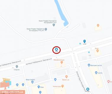 Billboard A in Dnipro (Dnipropetrovsk), 6х3  st. Naberezna Zavods'ka - st. Komunarivs'ka, MAKDONALDS, TC KOMFIi, SIL'̱PO, k-t Komunar, BILLA, z centru scheme