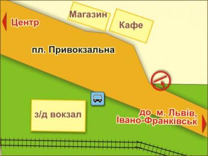 Billboard A in Chernivtsi st. Gagarina - pl. Privokzal'na scheme