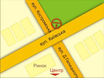 Billboard A in Rivne per. st. Kostroms'koi - Kiivs'koi scheme