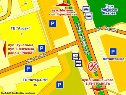 Billboard Р/П in Lviv пр. Чорновола – Торф'яна (до центру), розмір 2,3 х 3,2 м скрол scheme