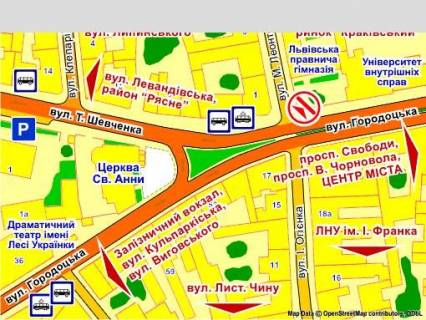 Video Billboard B in Lviv пер. вул. Городоцької – Леонтовича, розмір 2,3 х 3,2 м екран - 563392 scheme