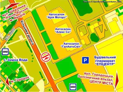 Billboard A in Lviv вул. Городоцька, 302 (біля ТЦ "Епіцентр",  Автосалон "Volkswagen", місце 2 scheme