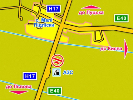 Billboard A in  с. Малі Підліски (Київська траса, напрямок до Києва), конструкція ||, 5х12 м scheme