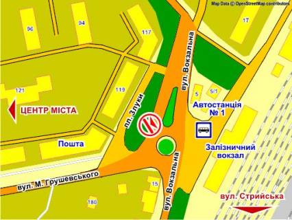 Billboard A in Drogobich av. Zluki - st. Grusevs'kogo (Vokzal) scheme