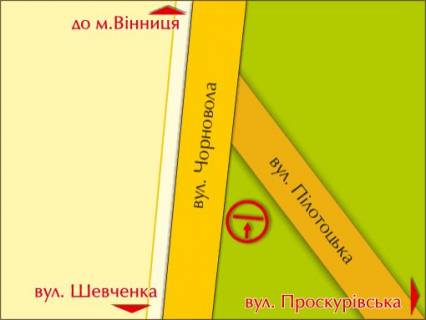 Billboard A in Khmelnitsky per. st. Cornovola - Pilots'koi (viizd) scheme