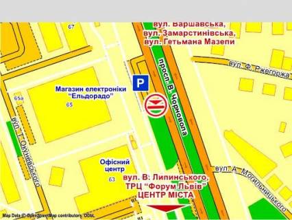 Video Billboard A in Lviv пр. Чорновола, 65  (біля Єльдорадо ), розмір 2,3 х 3,2 м екран - 563550 scheme