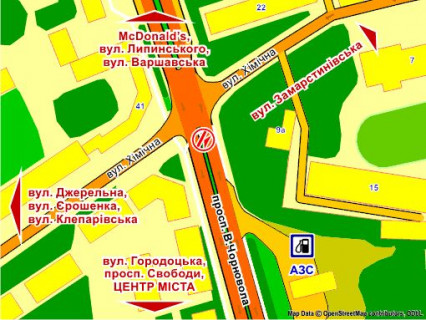 Cityscroll Р/П in Lviv per. av. Cornovola - st. Himicnoi (na r/s, z centru), paket skroll 5 scheme