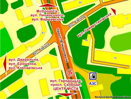 Cityscroll Р/П in Lviv av. Cornovola (navav. viizdu z AZS "L'viv-Petrol'", na r/s, z centru), paket skroll 3 scheme