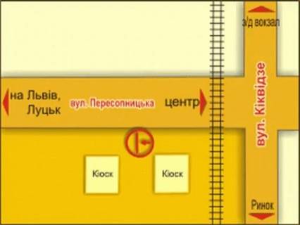 Billboard B in Rivne st. Peresopnic'ka (bila zaliznicnogo pereizdu) scheme