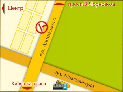 Billboard A in Lviv пер. вул. Липинського – Миколайчука, розмір 2,3 х 3,2 м беклайт scheme