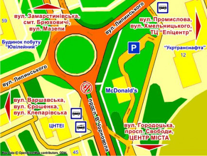 Cityscroll Р/П in Lviv пр.Чорновола, 57, роздільча смуга (місце 5), в центр, пакет скролл 1 scheme