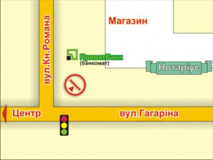 Billboard A in Rivne st. Gagarina - Kn. Romana scheme