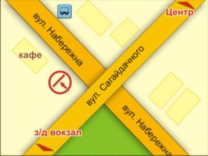 Billboard A in Rivne st. Naberezna - Sagajdacnogo scheme