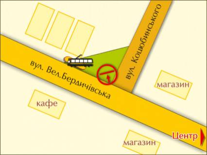 Video Billboard A in Zhytomyr вул. Коцюбинського, 3, розмір 2,3 х 3,2 м екран - 563665 scheme
