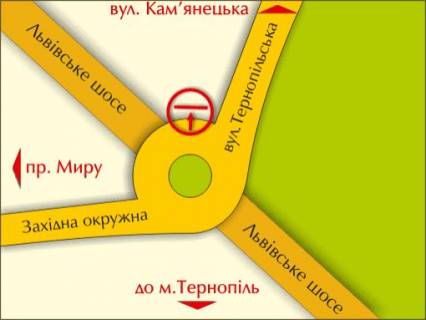 Billboard A in Khmelnitsky per. st. L'vivs'ke sose - Ternopil's'koi, sprava scheme