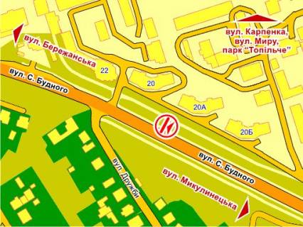 Billboard A in Lviv st. S. Budnogo (bila bud. 20A) scheme