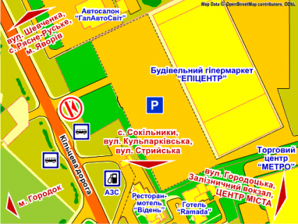 Billboard B in Lviv route st. Gorodoc'ka, 302 (zaizd na TC "Epicentr", s. Zimna Voda), misce 9 scheme