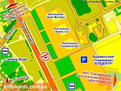 Billboard A in Lviv вул. Городоцька, 302 (біля ТЦ "Епіцентр",  Автосалон "Volkswagen", місце 2 scheme
