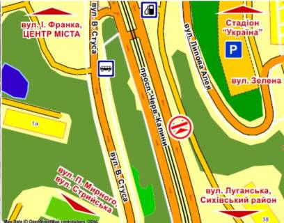 Backlight A in Lviv пер. вул. Стуса - пр. Черв. Калини , розмір 2,3 х 3,2 м беклайт scheme