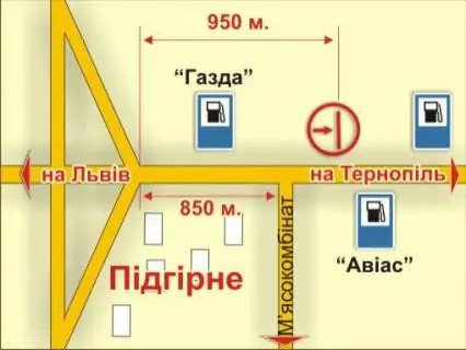 Billboard B in Lviv route с. Підгірне (напрямок до Тернополя, Івано-Франківська), 5х12 м scheme