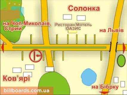 Billboard B in Lviv с. Солонка (напрямок до Чопа), місце 8 scheme