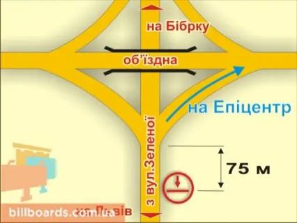 Billboard B in Lviv с. Пасіки-Зубрицькі (з вул. Зеленої, у напрямку до міста) scheme